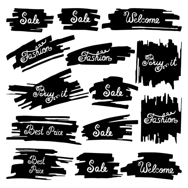 Vector set with hand drawn isolated doodles of catchwords and de — Stock Vector