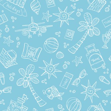 Summ'un elle çizilmiş yalıtılmış sembolleri ile vektör dikişsiz desen