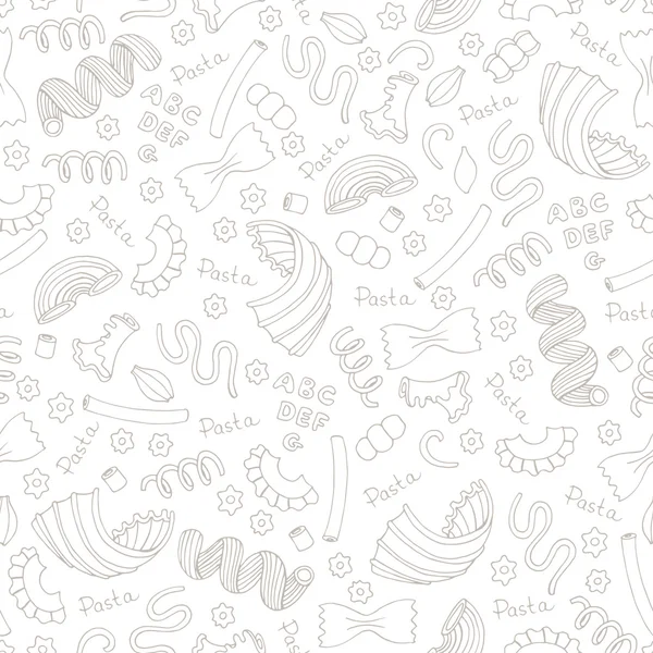 Wektor bezszwowy wzór z ręcznie rysowane włoski makaron na białym c — Wektor stockowy