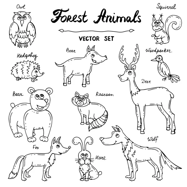 Ensemble vectoriel avec griffes isolées dessinées à la main sur le thème des animaux de la forêt — Image vectorielle