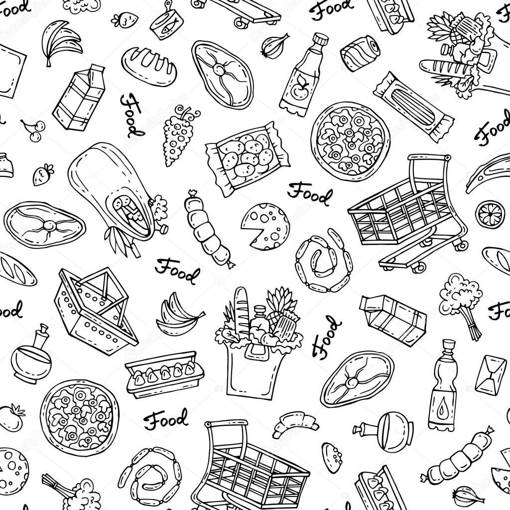 Pattern on the theme of food on white color