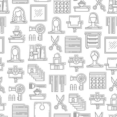 Beyaz renk tesniye kuaför izole sembolleri ile Desen