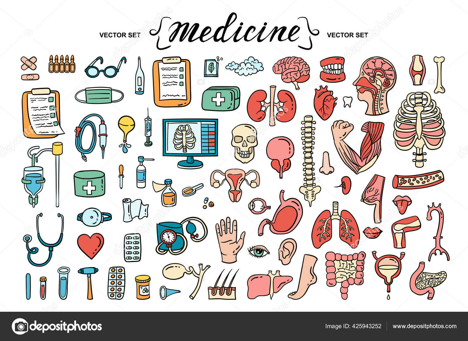 Vetores de Vetor Desenhos Animados Saúde Médico Ícone No Estilo