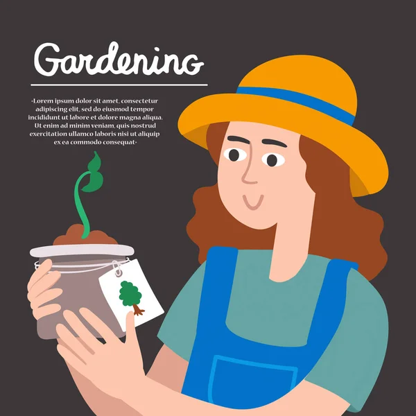 Vector Cartoon Poster Zum Thema Garten Gärtnern Landwirtschaft Gärtner Hobby — Stockvektor