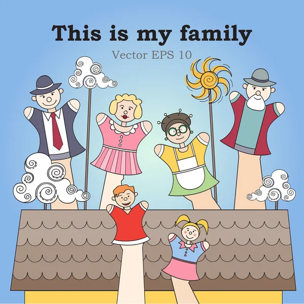 Illustrazione vettoriale con famiglia di cartoni animati — Vettoriale Stock