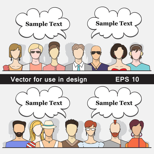 Vector card with group of flat people