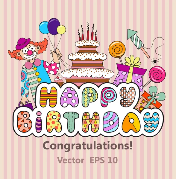 Vector card with symbols of the bithday — Stock Vector