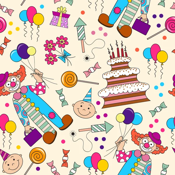 Vector pattern with symbols of the birthday — Stock Vector