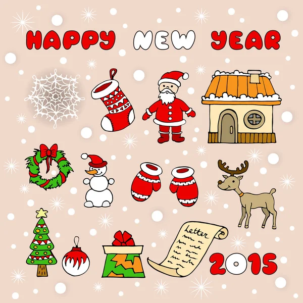 Ilustración vectorial con símbolo de feliz año nuevo — Archivo Imágenes Vectoriales
