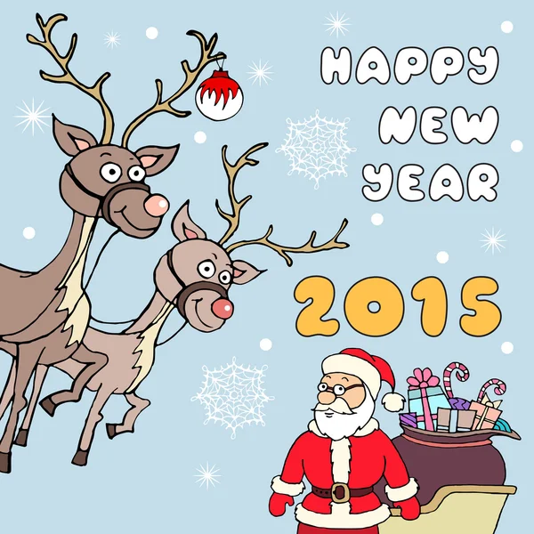 Ilustración con símbolos de feliz año nuevo — Archivo Imágenes Vectoriales