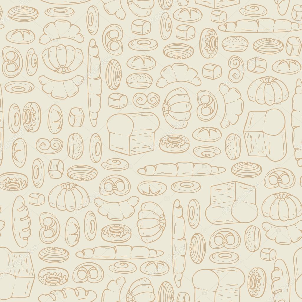 Vector pattern with cartoon bakery products