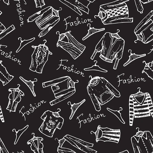 Modèle vectoriel avec des vêtements à la mode en noir — Image vectorielle