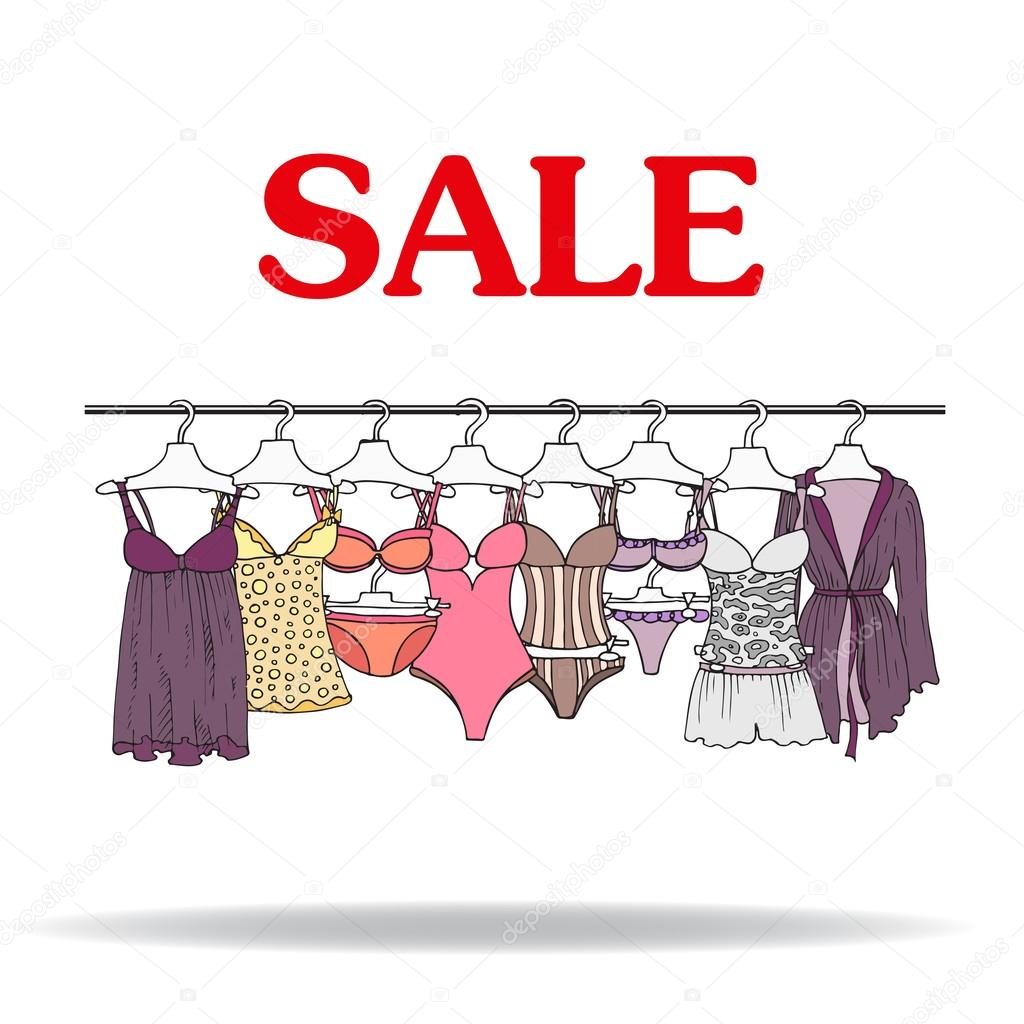 Cute hand drawn illustration with sale of lingerie