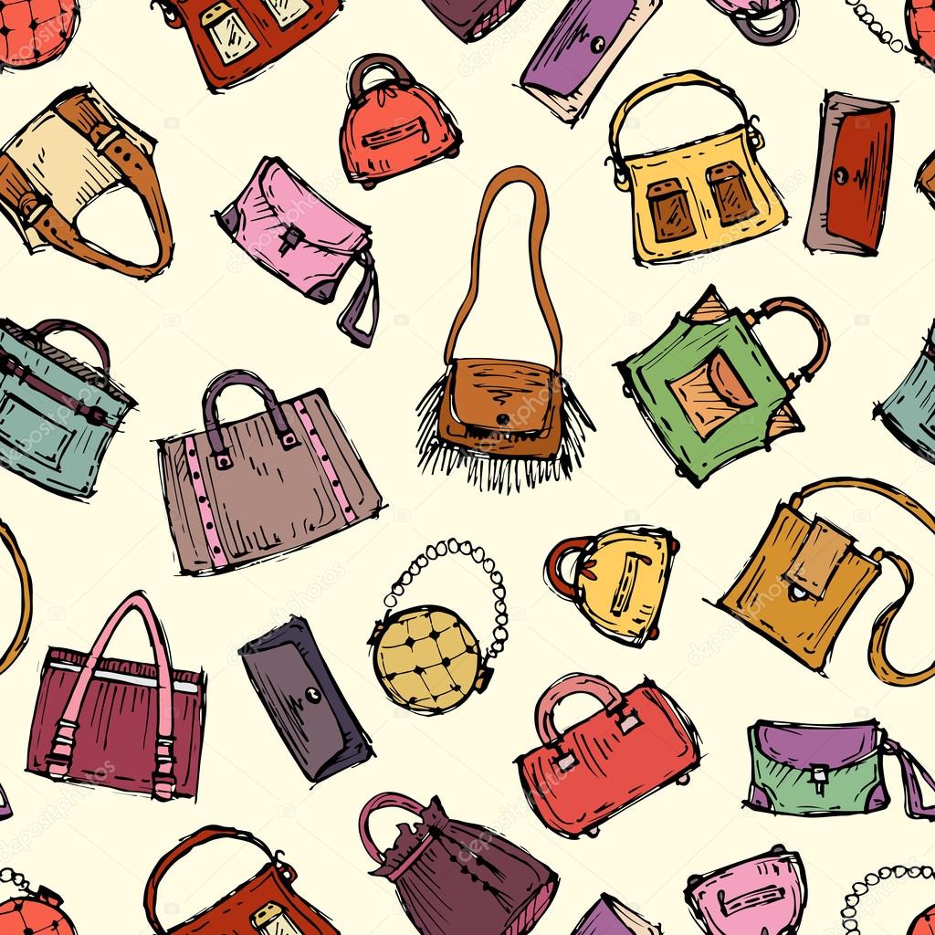 Vector pattern with hand drawn handbags