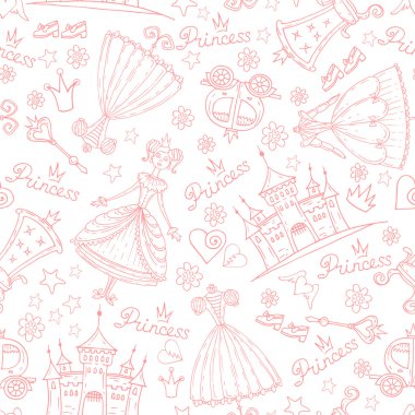 Vector pattern with princess symbols on white color vector