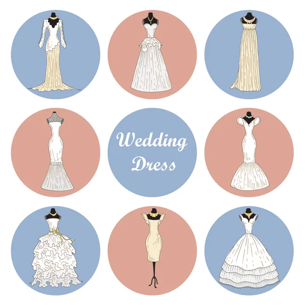 Illustration vectorielle avec de belles robes de mariée — Image vectorielle
