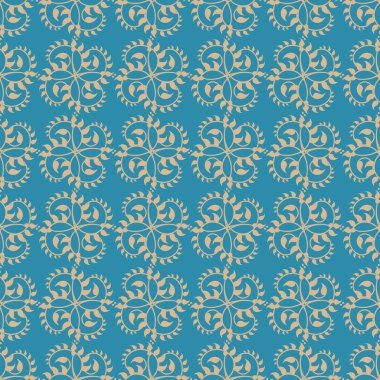 Vektör desen elle çizilmiş ve mavi vintage öğelerle birlikte