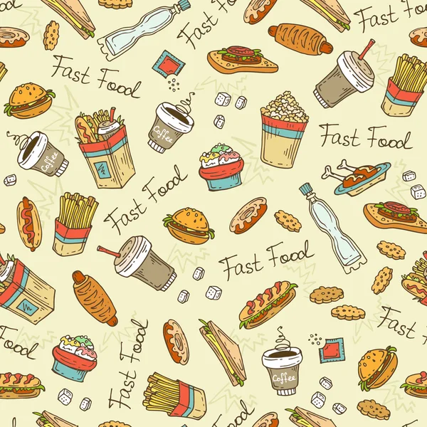 Vector set of sketches with hand drawn fast food
