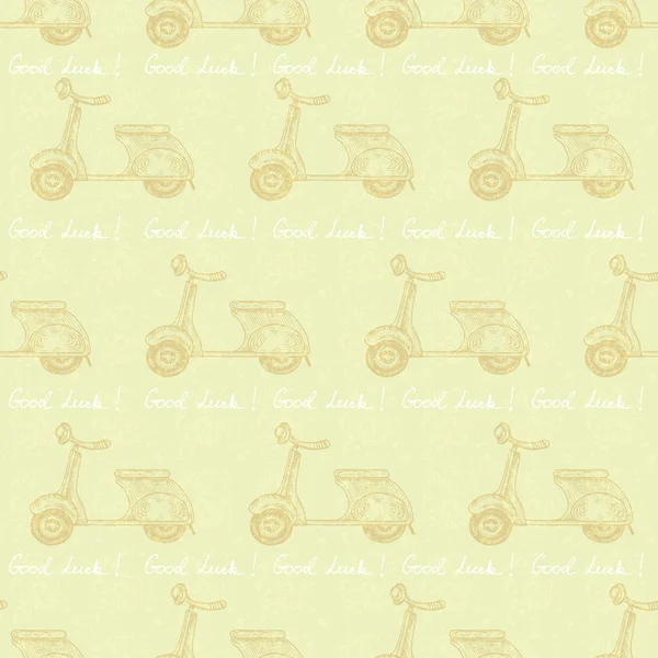 Modèle vectoriel avec scooters dessinés à la main sur beige — Image vectorielle