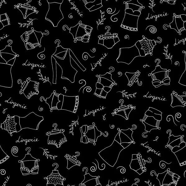 Pattern on the theme of fashion on black color — Stock vektor