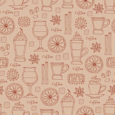 Desen el ile kahve bej renk üzerinde çizilmiş.