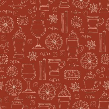 Desen el ile kahve kahverengi renk üzerinde çizilmiş.