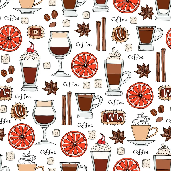 Vector patroon op het thema van koffie — Stockvector