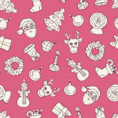 Semboller, mutlu yeni yıl pembe renk desen