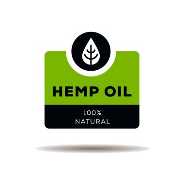 Kenevir yağı etiketi, vektör illüstrasyonu.