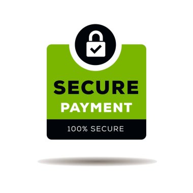 Güvenli ödeme etiketi, vektör illüstrasyonu.