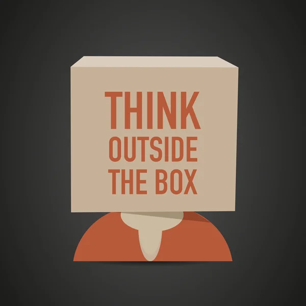 Think outside the box head — Stock Vector