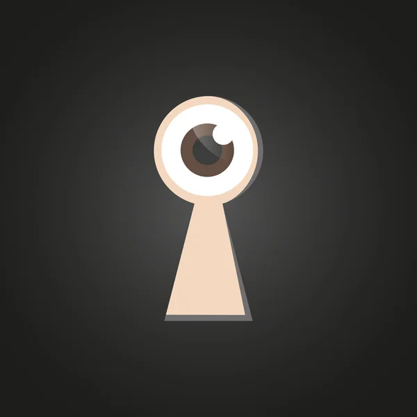 Eye looking through keyhole — Stock Vector