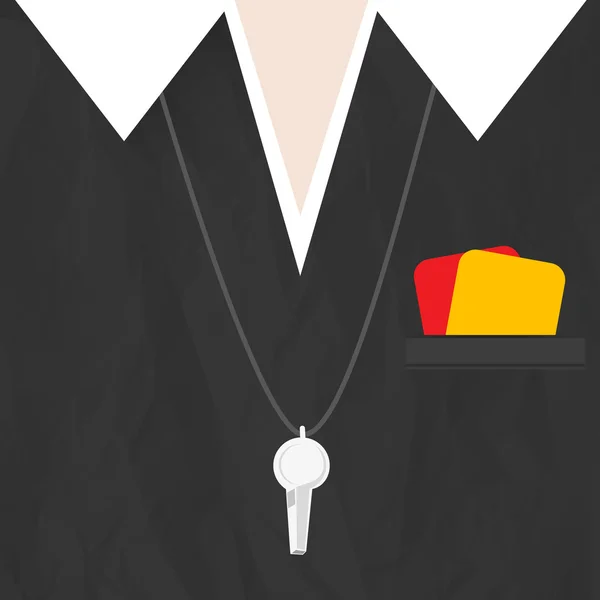 Arbitre de football avec cartes et sifflet — Image vectorielle