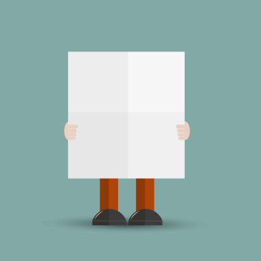 Adam katlanmış kağıt ile