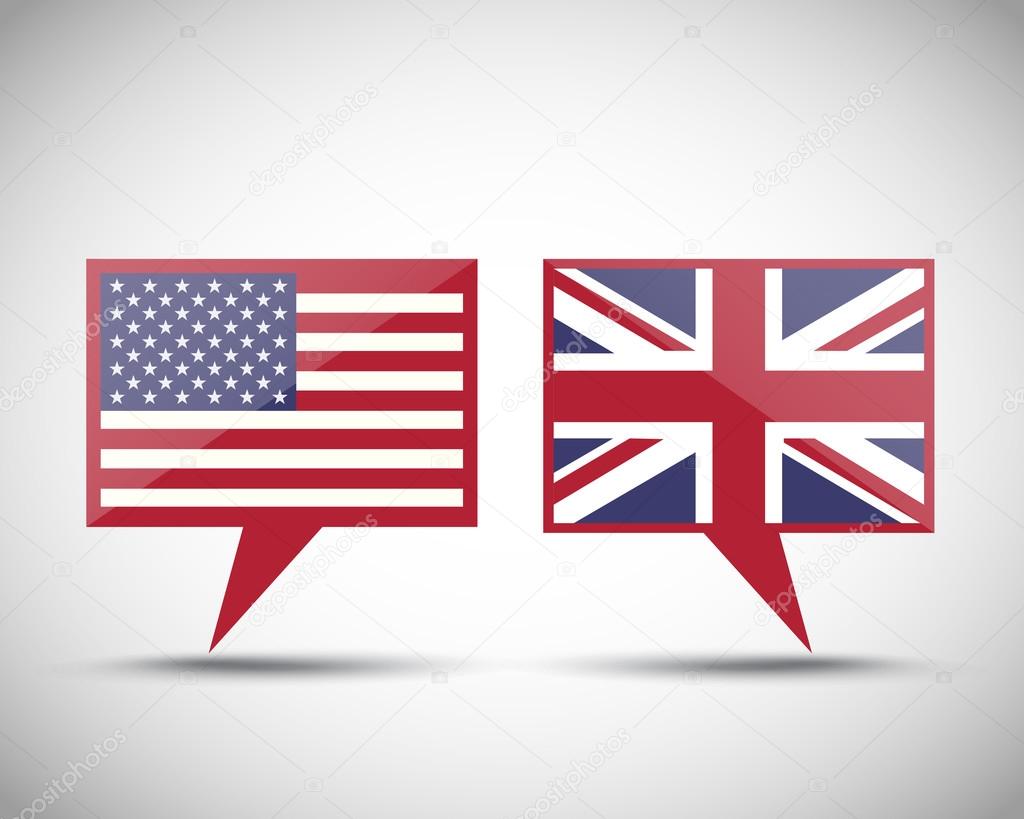 American British conversation speech bubbles