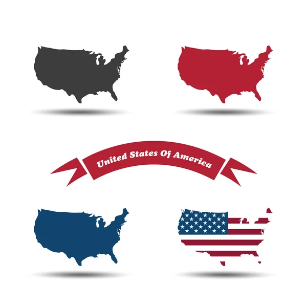 Set mappa del mondo USA — Vettoriale Stock