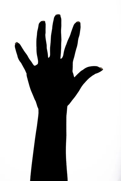 Kobieta ręce sygnału sylwetka — Zdjęcie stockowe