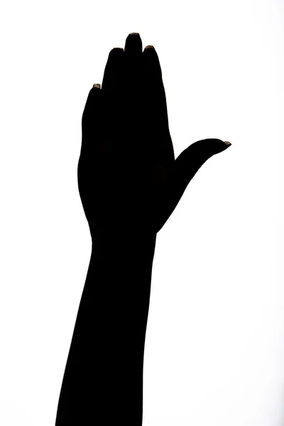 Femme mains signal silhouette — Photo