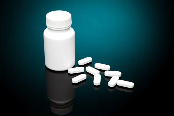 Medicine white pill bottle — Stock Photo, Image