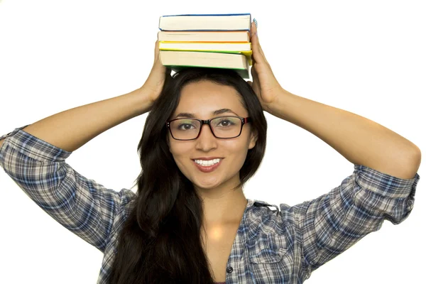 Jovem estudante universitário com livros — Fotografia de Stock