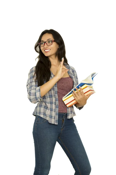 Молодой студент колледжа с книгами — стоковое фото