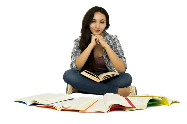 Jovem estudante universitário com livros — Fotografia de Stock