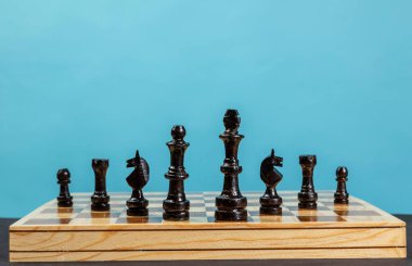 Satranç tahtasındaki şövalyeler. İş, strateji, çatışma ve liderlik kavramı.