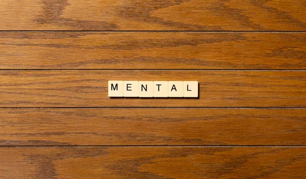 Mental Concepto Fondo Palabra Escrita Bloques Sobre Tabla Madera — Foto de Stock