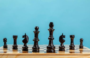 Satranç tahtasındaki şövalyeler. İş, strateji, çatışma ve liderlik kavramı.