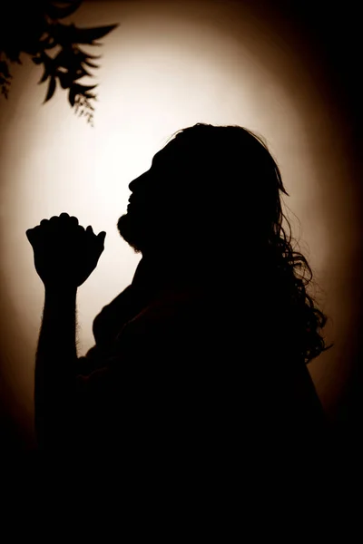 Jesus Cristo Rezando Noite Monte Das Oliveiras — Fotografia de Stock