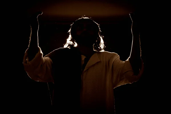 Jésus Christ Priant Nuit Père — Photo