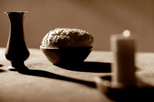 Bread Wine Last Supper His Apostles — Stock Photo, Image