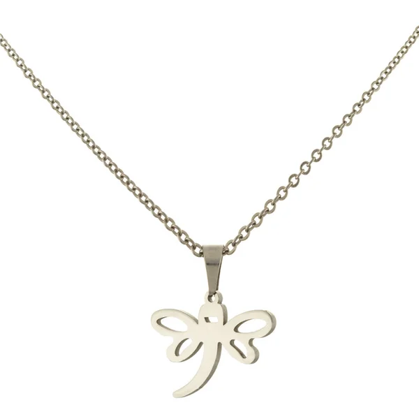 Silver Chain Dragonfly Pendant White Background — Stock Photo, Image