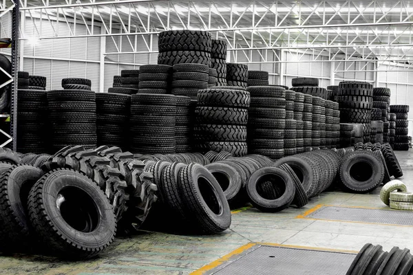 Warehouse Full New Used Tires Stacked One Top Other — Stock Photo, Image